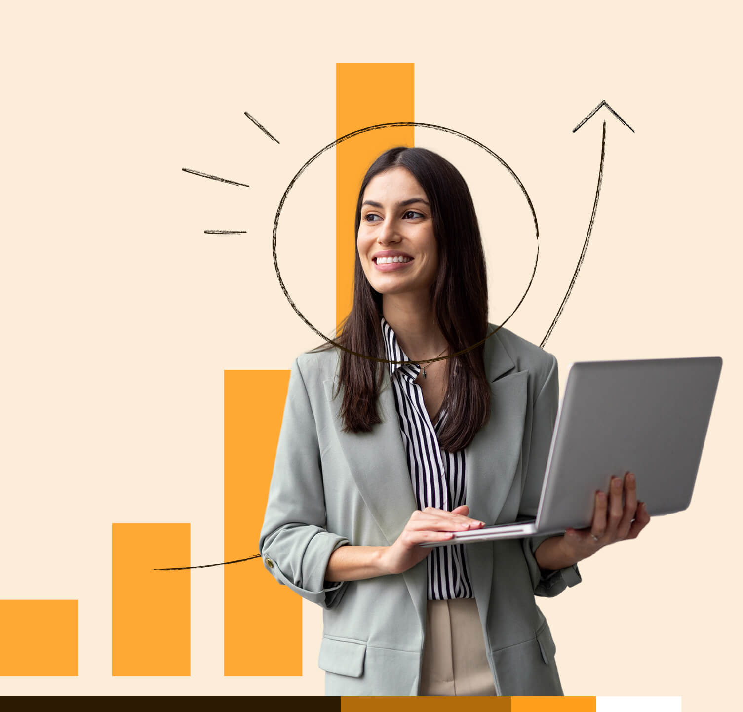 Data Analytics infographic with laptop