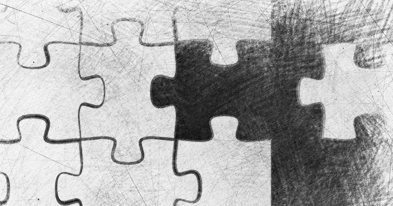 Black and white puzzle pieces